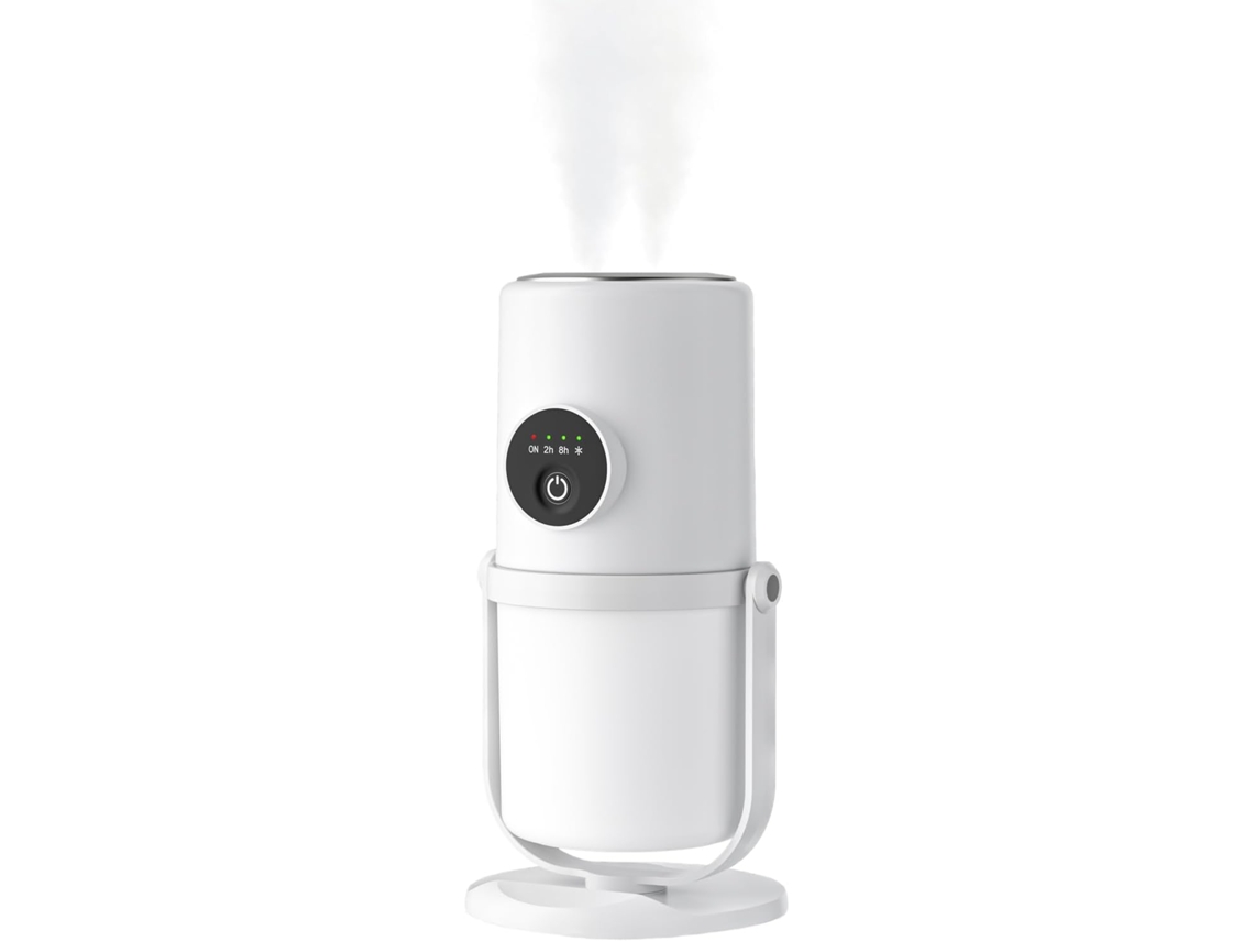 Umidificador Portátil Pequeno Umidificador De Névoa Fria Com Suporte Giratório De 360°, Luz Noturna Quente Com Escurecimento Contínuo Zeuxo (branco)