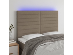 Vidaxl Cabeceira Cama C/ Led Tecido 144x5x118/128 Cm Cinza-acastanhado