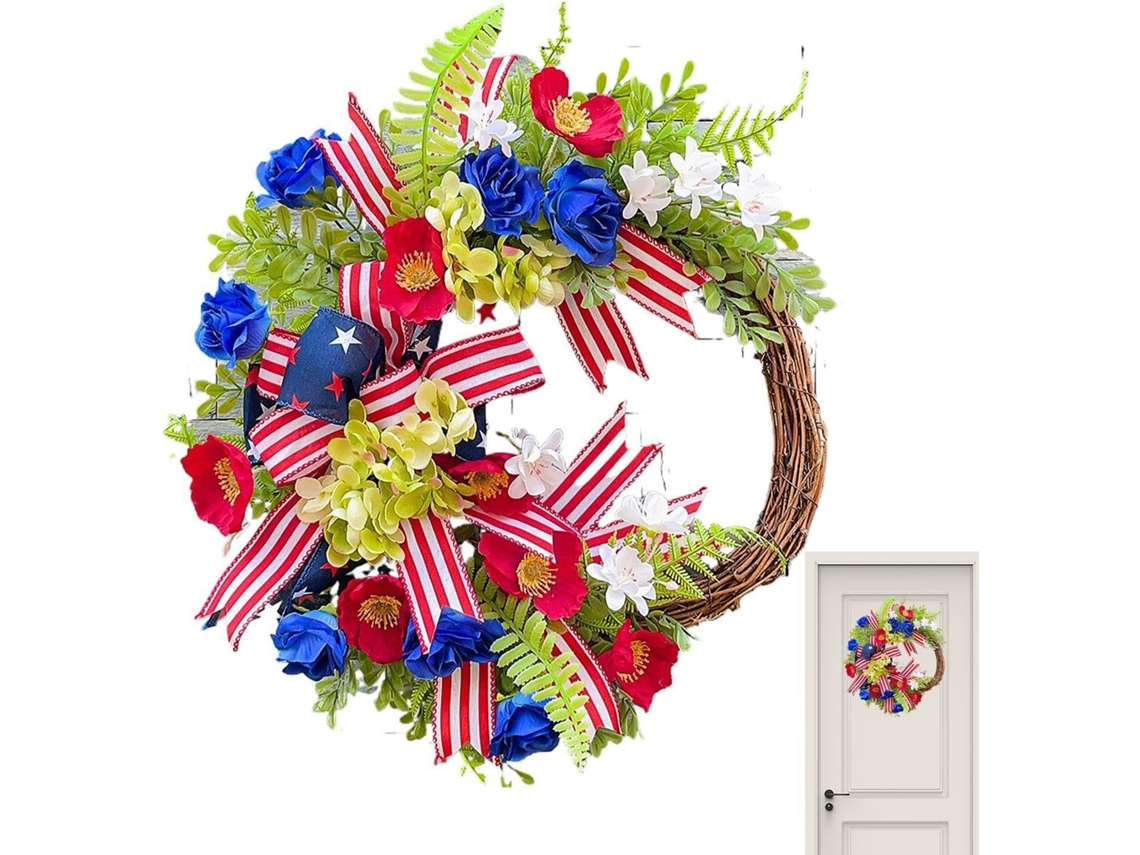 Coroa De Flores Vermelha, Branca E Azul Em Comemoração Ao 250º Aniversário Da Bandeira Americana |