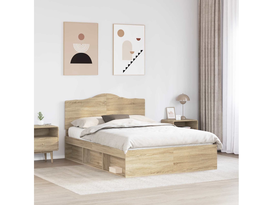 Vidaxl Estrutura Da Cama Com Cabeceira Sonoma 140 X 190 Cm