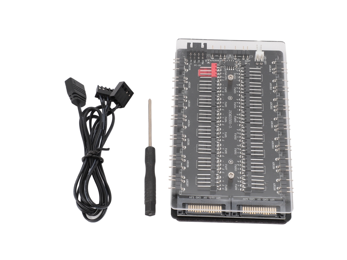 Hub De Ventilador Pwm Argb 16 Vias 2 Em 1 Com Interface Sata Magnética Para Ventiladores De Gabinete De 4 Pinos E 3 Pinos