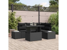 Vidaxl Conjunto De Sofá De Jardim 5 Unid. Preto Vime Pe