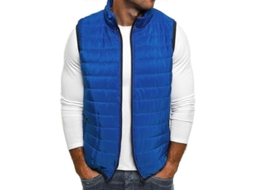 Colete Sem Manga Masculino Inverno Outono Zíper Cor Unica Moda Casual Azul