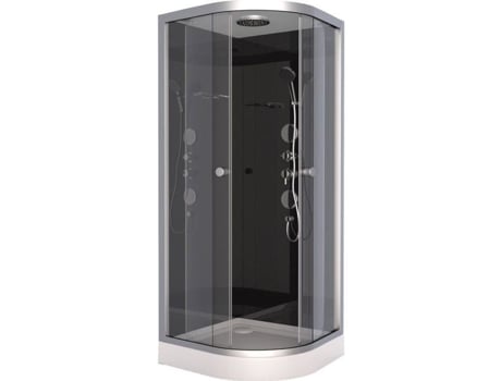 Cabine De Duche De Hidromassagem Aurlane Preta Redonda 2 Estrutura Em Alumínio 90 X 90 X 220 Cm Preto