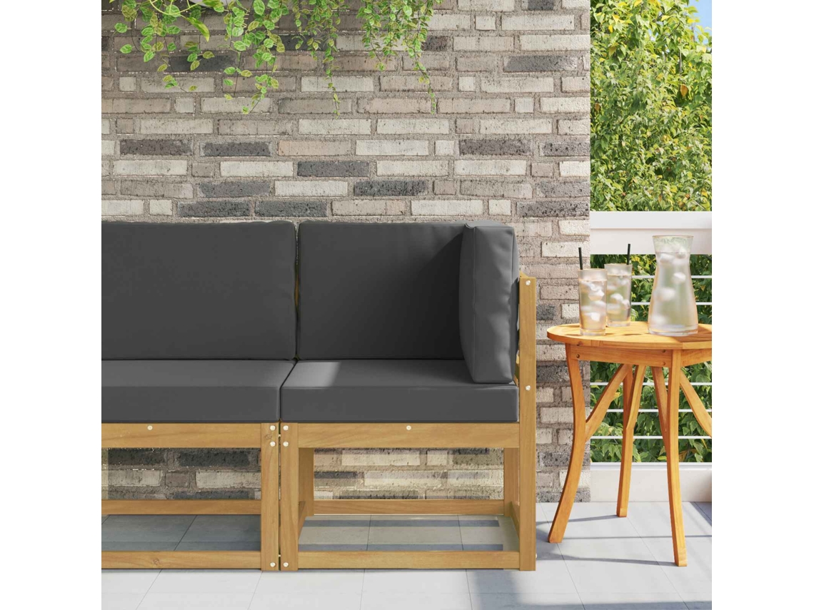 Vidaxl Sofá De Canto Outdoor Madeira Sólida De Acácia Branco