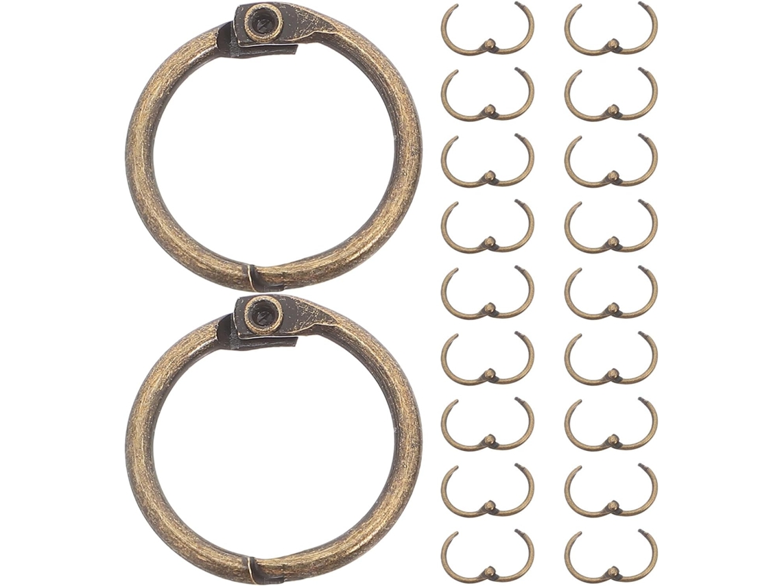 Conjunto De 50 Argolas Metal Dourado Encadernação Folhas Soltas