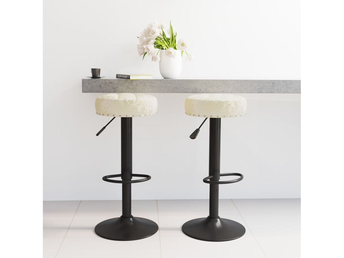 Vidaxl Bancos De Bar 2 Pcs Veludo Creme
