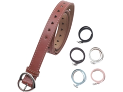 De 6 Cintos Finos De Couro Sintético Com Fivela Em Formato De Coração, Cintos Elegantes Para Vestidos E