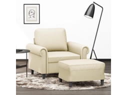 Vidaxl Poltrona Com Apoio De Pés Couro Artificial 60 Cm Cor Creme