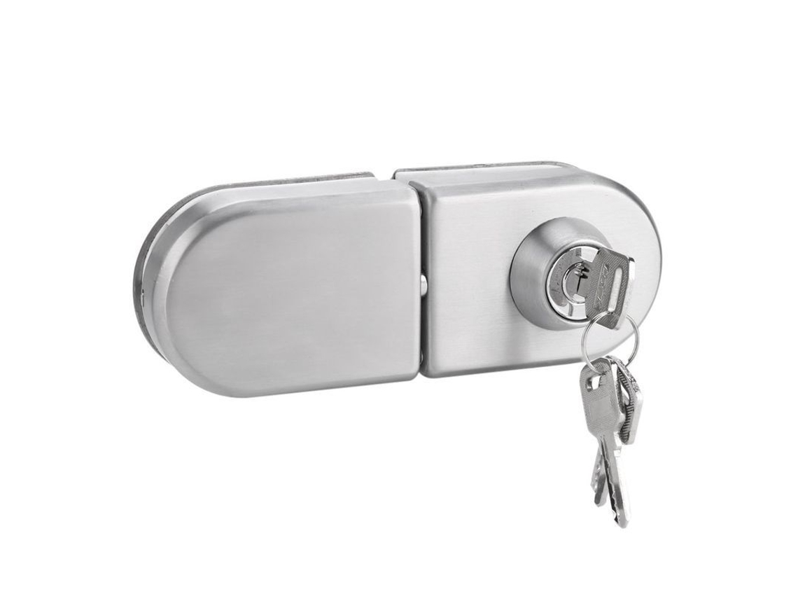 Trava De Vidro Anti-roubo Segura 10~12mm Inox Com Chaves Abertura/fechamento Para Portas De Banheiro E Vitrines