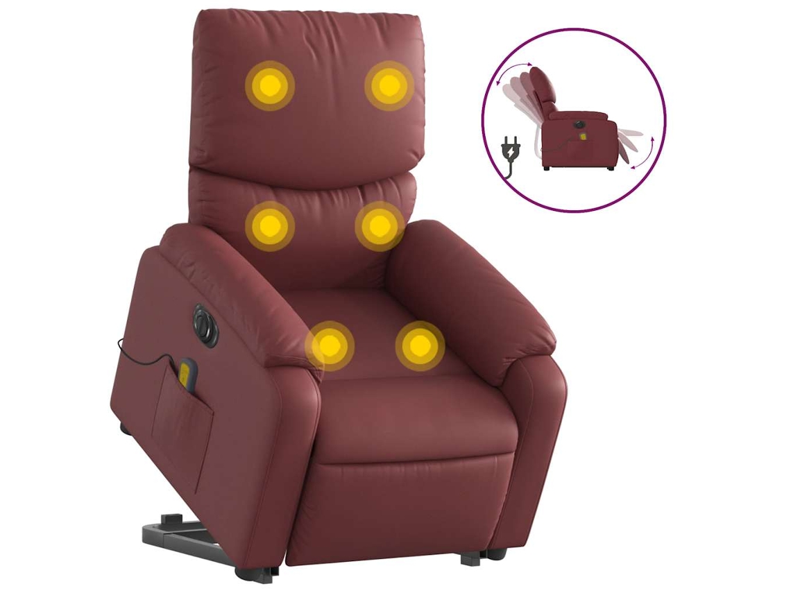 Electric Stand Up Massage Recliner Chair, Electric Stand Up Massage Recliner Chairs Vidaxl Vermelho Couro Artificial