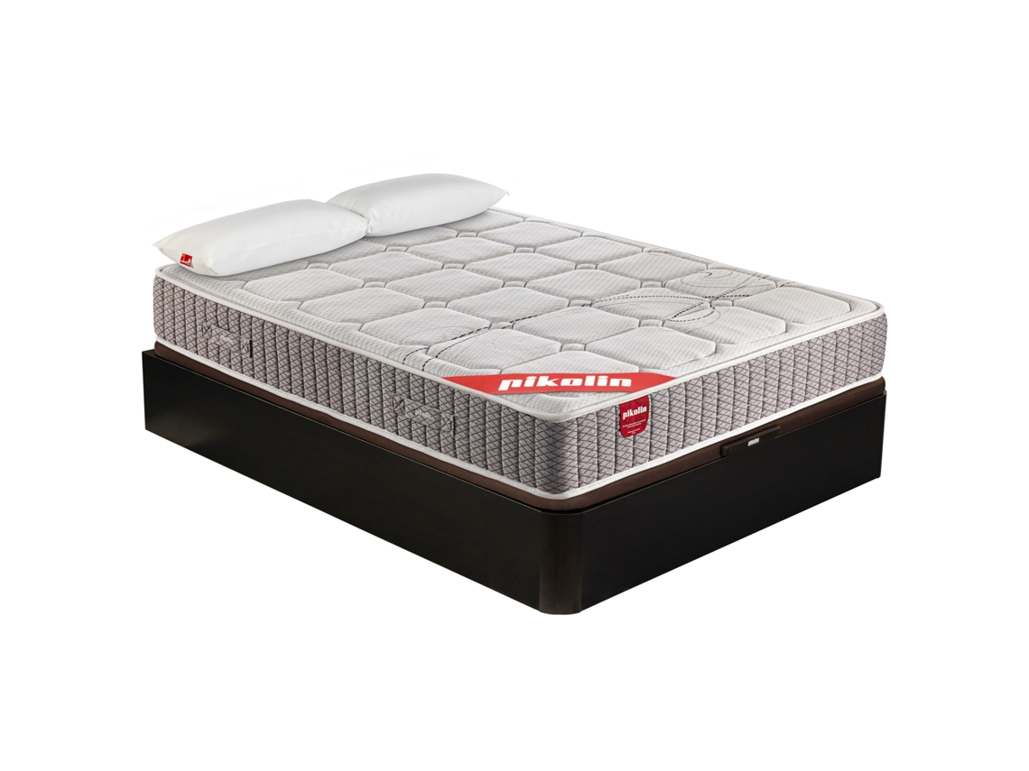Pack PIKOLIN Sommier Wengué + Colchão Molas Ensacadas Troas + Almofada Grátis (90 x 190 - 59 Cm de Altura)
