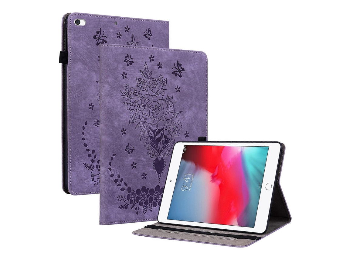Capa de couro inteligente Webake para tablet com padrão de borboleta e rosa