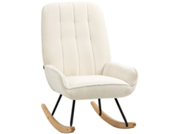 Cadeira De Balanço Com Forro De Lã Sherpa, 63 Cm X 95 X 97 Nas Cores Natural E Creme.