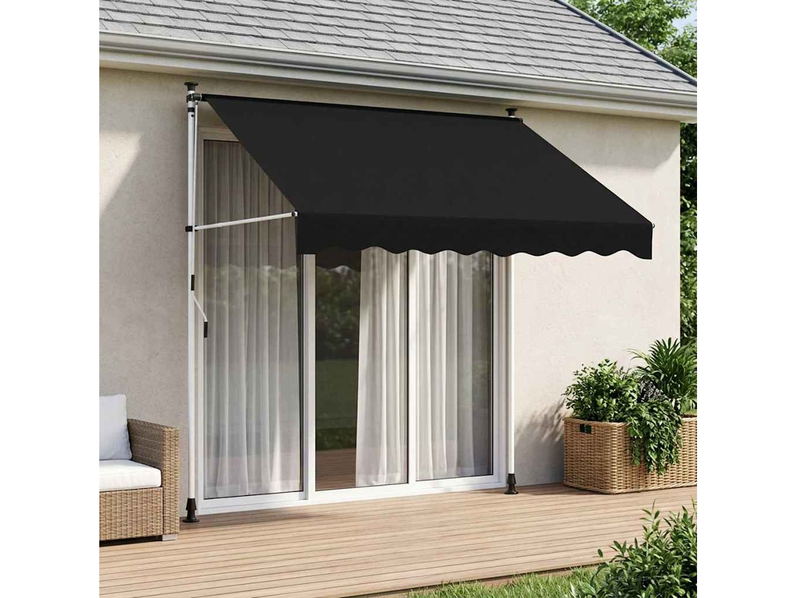 Vidaxl Toldo Retrátil Manual Preto 350 Cm