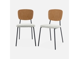 Cadeira Em Tecido Bouclé, Set De 2, Branco