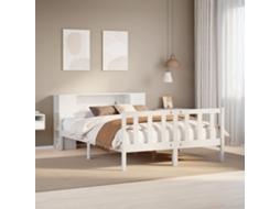 Vidaxl Cama Com Estante Sem Colchão 160x200 Cm Pinho Maciço Branco