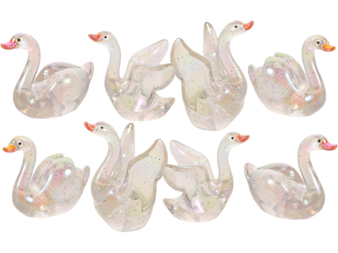 Conjunto De 8 Miniaturas De Cisnes Decorativos