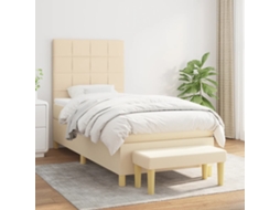 Vidaxl Cama Com Molas/colchão 100x200 Cm Tecido Cor Creme