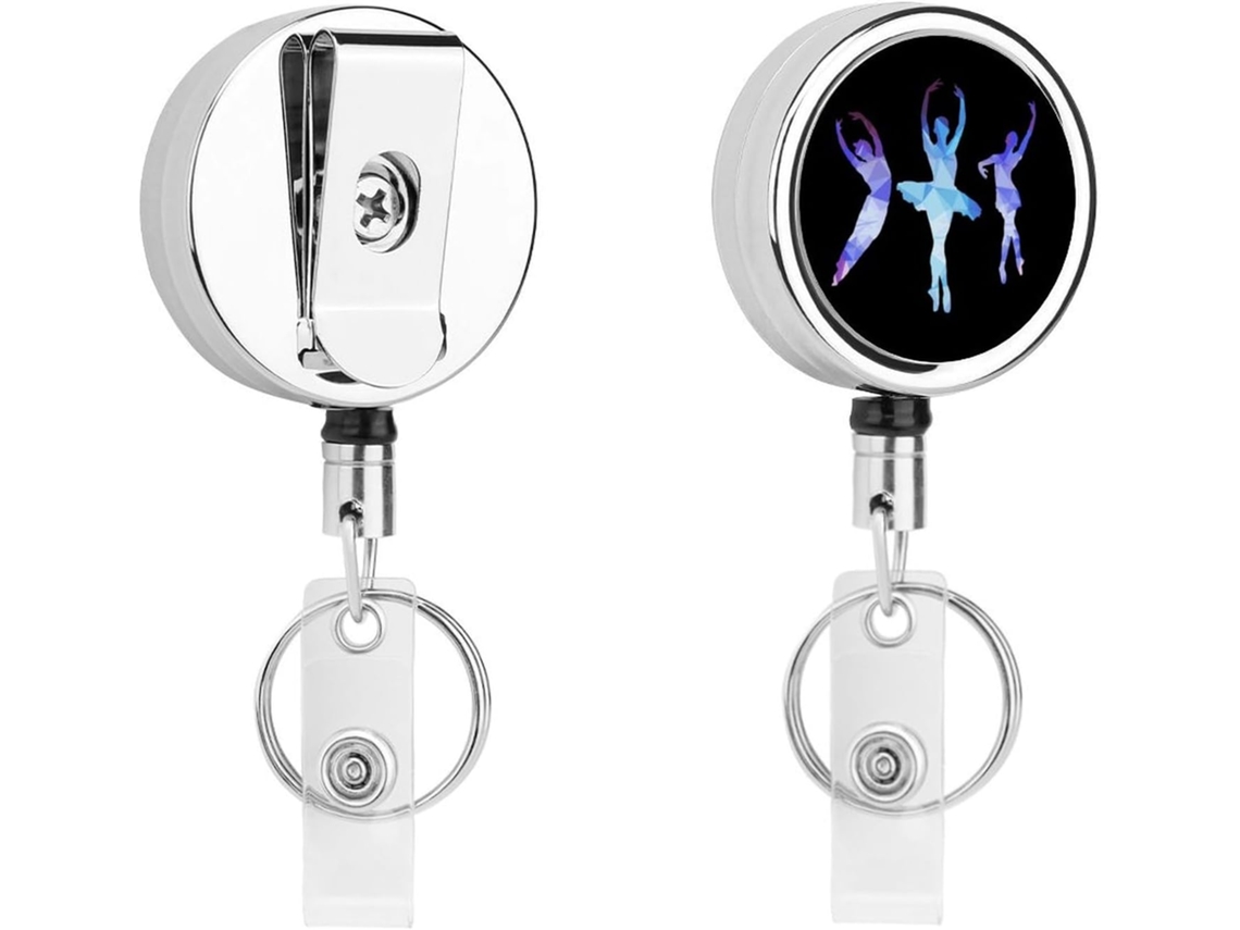 Porta Crachá Retrátil Bailarina, Porta Cartão De Identificação Em Metal, Chaveiro Com Clipe Cinto