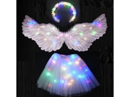 Meninas Mulheres Crianças Adulto Luz Led Pena Branca Asa Anjo Halo Brilho Festa Fantasia Presente Aniversário Casamento Halloween Natal Olysi Shop