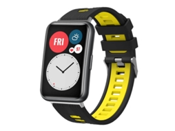 Bracelete para Huawei Watch Fit silicone bicolor com fivela prateada preto e amarelo XIAOMOYU