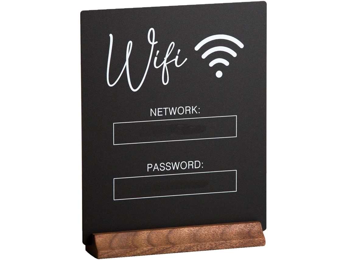 Placa Com Senha De Wi-fi - Base De Madeira