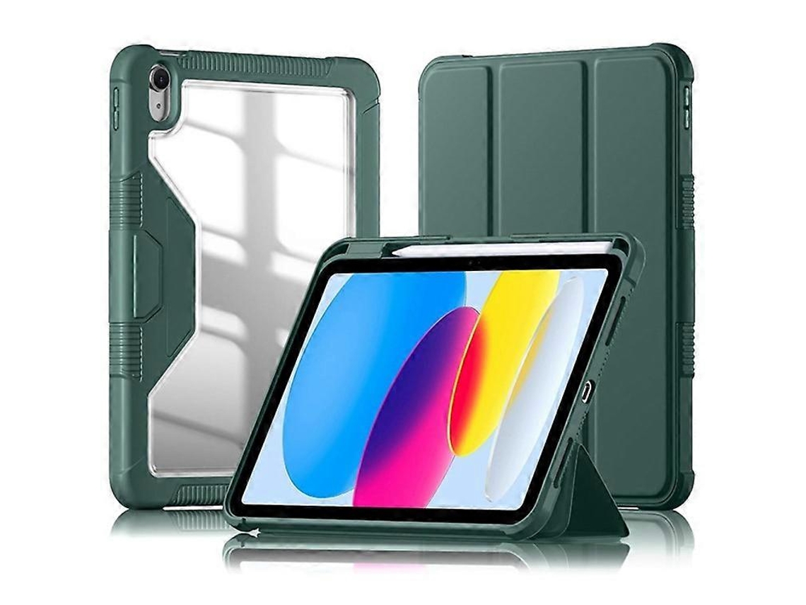 Compre Em Lote A Capa Compatível Com Ipad 10.9 (2022) Com Suporte, Feita De Couro + Tpu + Pc, Transparente E Com Compartimento Para Caneta.