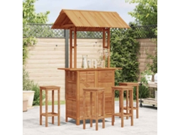 Vidaxl Mesa De Bar Exterior C/ Telhado 113x106x217 Cm Acácia Maciça