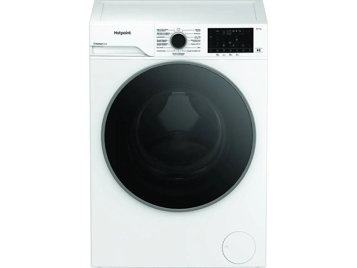 Máquina de Lavar e Secar Roupa HOTPOINT HBD 1781 SPT (7 kg/10 kg - 1400 RPM - Branco)