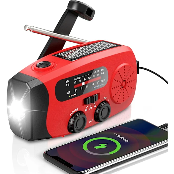 Rádio de Emergência com Manivela, 7400mwh Am/fm, Meteorológico AQUAFORGE