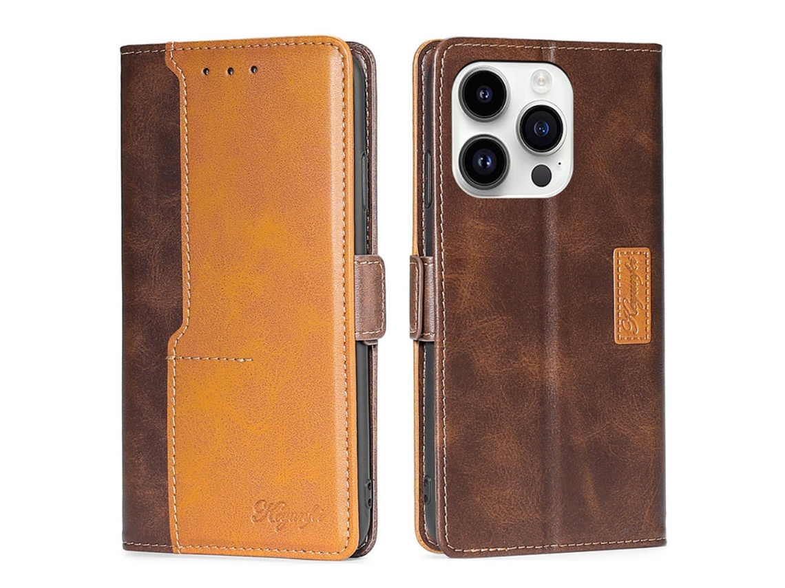 Capa Para Iphone 15 Pro Max Pele Sintética Magnética Castanho
