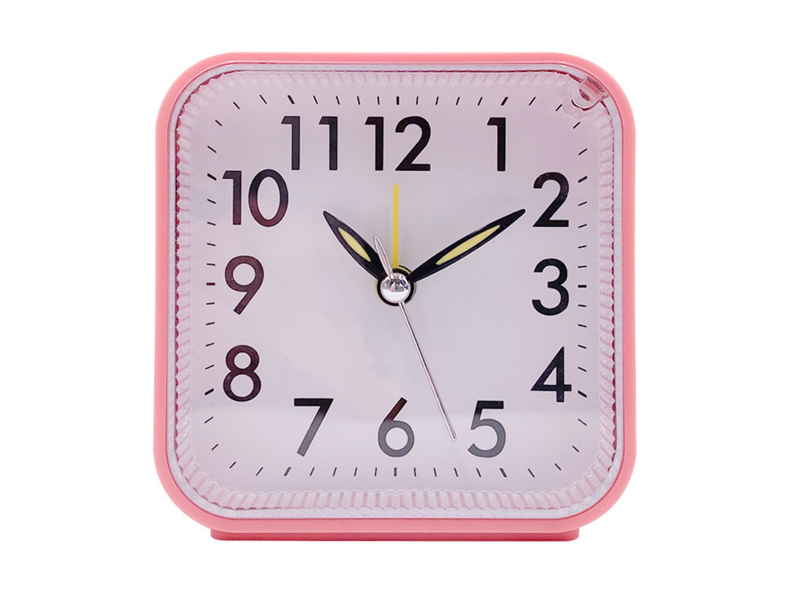 Despertador analógico pequeno Baok, alimentado por bateria, com função soneca e luz, ideal para viagens, quarto e mesa, vermelho.