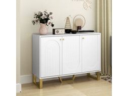 Aparador De 3 Portas Aparador Moderno Para Sala De Estar Com Prateleiras Ajustáveis Móvel Para Tv Até 50 Polegadas 106,5x35x77,5 Cm Branco