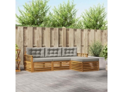 Vidaxl Conjunto De Sofás Para Exterior 4 Unid. Cinza Natural E Claro