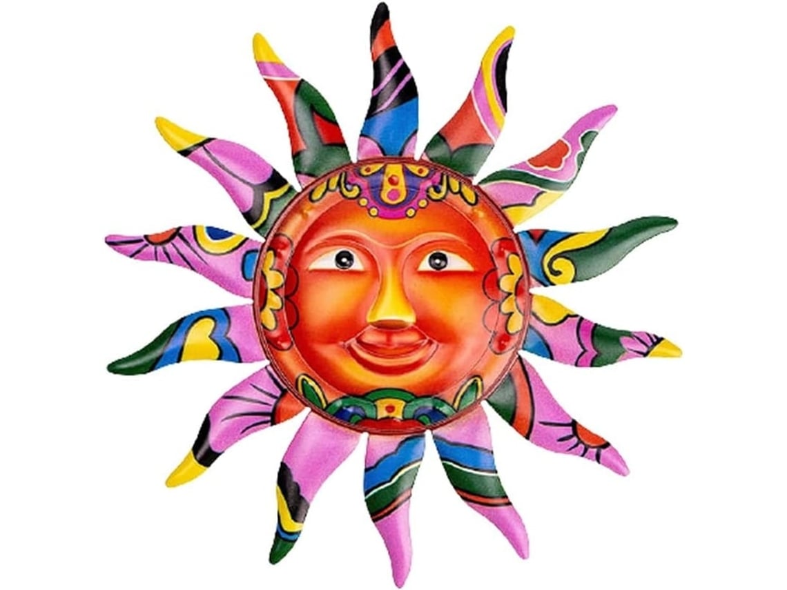 Arte De Parede De Metal Nova 2025 12,8 Polegadas Decoração De Sol Pintada À Mão