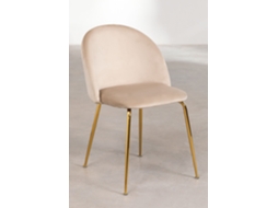 Sklum Pack De 4 Cadeiras De Jantar Estofadas Em Veludo Kana Design Poliéster     Dourado                 Castanho Trigo