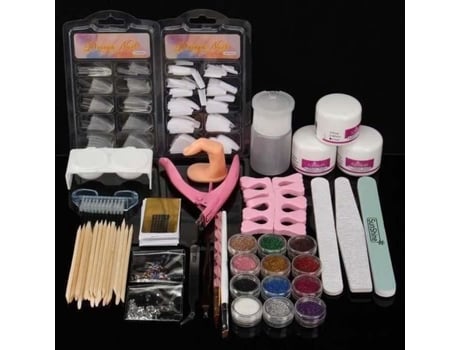 Kit De Manicure Pó Acrílico Gel Uv - Unhas Falsas Cápsulas Strass Dicas