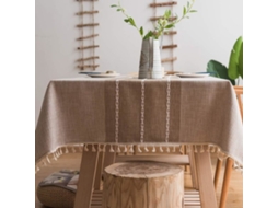 Lurelia Toalha De Mesa Algodão Linho Cáqui 140x140cm 70 Cm Bordado