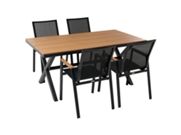 Conjunto De Refeição De Jardim Para 4 Pessoas Beliani Tiano De Alumínio Preto 160x9x73