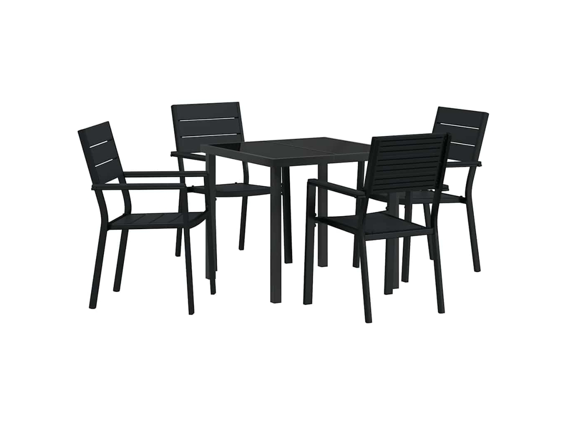 Maison Exclusive - Conjunto De Jantar Para Jardim 5 Pcs Preto Aço Revestido A Pó