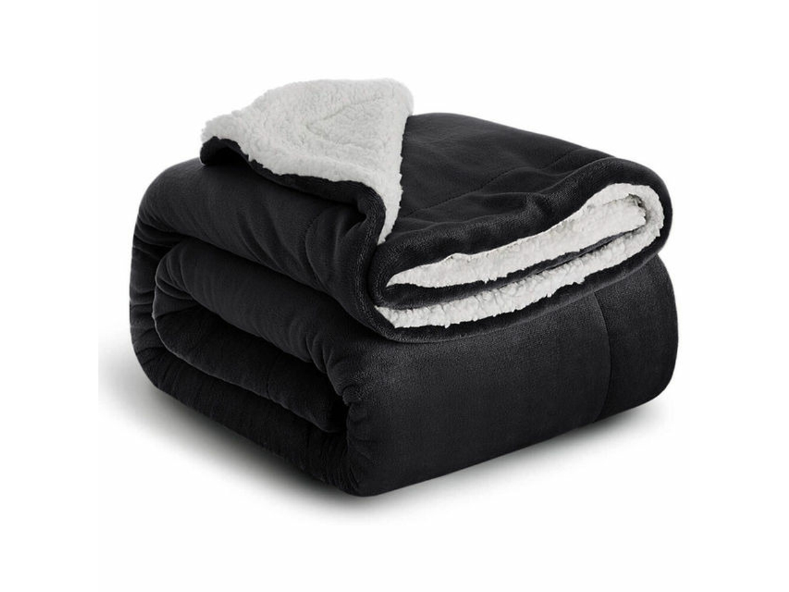 Cobertor Quente Para O Inverno, Super Macio, Flanela Felpuda, Lã Tipo Lã, Veludo Reversível, Cobertor Leve Para Sofá, Preto, 150 Cm X 200 Cm