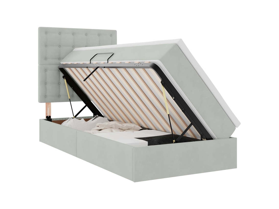 SYFAX™ Cama de Armazenamento Led com Colchão Cinzento claro