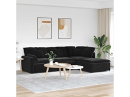 Vidaxl Sofá Modular Com Pufes E Almofadas Veludo Preto