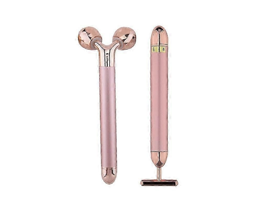 Massageador Facial 2 em 1 com Rolo 3d e Formato de T para Lifting Antirrugas Ouro Rosa GOKOCO