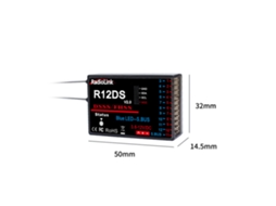 Receptor Radiolink R12ds V2.0 2.4ghz 12ch Dsss Fhss para Transmissores de Rádio At9/at9s/at9s Pro/at10/at10ii MDUG
