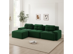 Sofá Cloud Modular L Pufe Sem Estrutura Veludo Cotelê 3 Lugares Verde VOLTEDGE