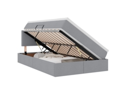 Cama com Arrumação e Colchão Cinzento Claro MAISON EXCLUSIVE (120x190 cm)