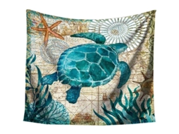 Tapestry Pared Mandala Animal Marino, Tejido Bohemio Hippie Indio, Colchón Decorativo Verde 150x102cm