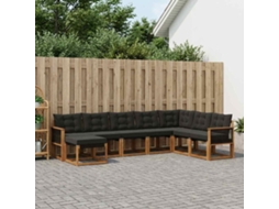 Vidaxl Conjunto De Sofás Para Exterior 8 Pcs Natural E Preto